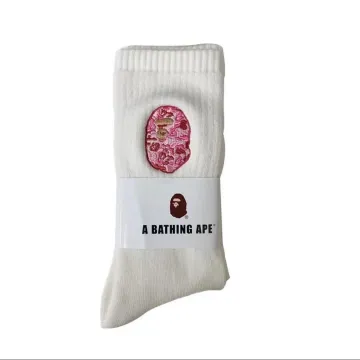 A Bathing Ape Baby Milo White/Pink Embroidery Socks