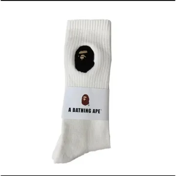A Bathing Ape White Long Tube Embroidered Socks