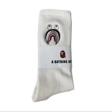 A Bathing Ape White Shark Embroidery Socks
