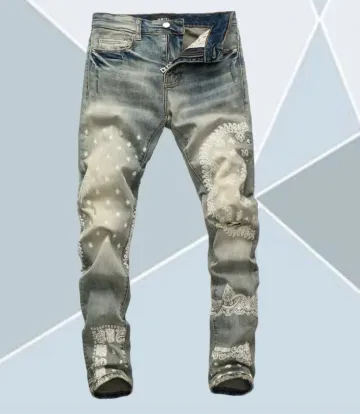 Amiri Bandana Print Light Blue Jeans