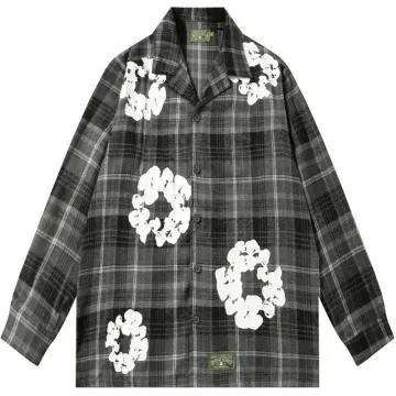 Banana Republic Charcoal Plaid Floral Shirt