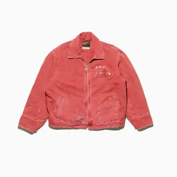 Blood Red Distressed Denim Jacket