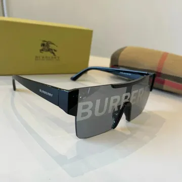 Burberry TB Monogram Black/Gray Shield Sunglasses