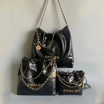 Chanel Black and Gold Large Drawstring Bag