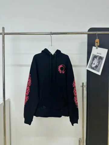 Chrome Hearts CH Cross Black/Pink Embroidered Hoodie