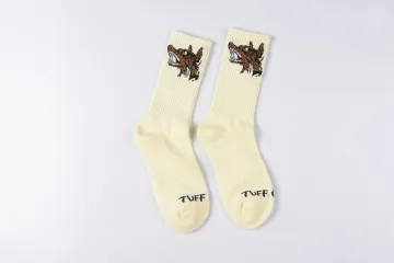 Cream Wolf Graphic Crew Socks