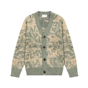 Green/Beige Acid Wash Cardigan