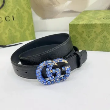 Gucci Interlocking G Blue Crystal Belt