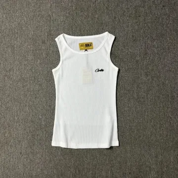 Men's White Ribbed Tank Top