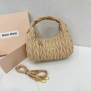 Miu Miu Matelassé Apricot Hobo Bag