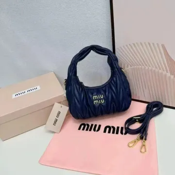 Miu Miu Matelassé Navy Handbag