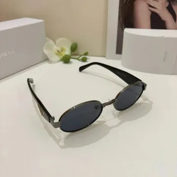 Prada Sunglasses Gunmetal Oval Sunglasses