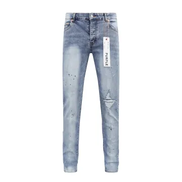 Purple Brand Splatter Blue Distressed Jeans
