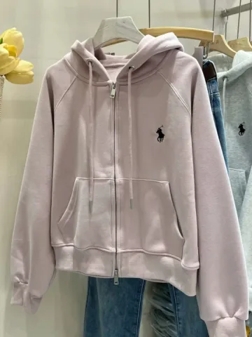 Ralph Lauren Classic Logo Light Pink Zip-Up Hoodie