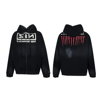 SIN Downward Spiral Printed Zip-Up Hoodie Black