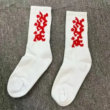 Stussy Basic Logo White/Red Socks