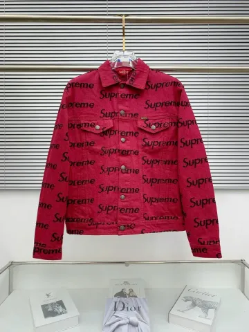 Supreme All-Over Print Red Denim Jacket
