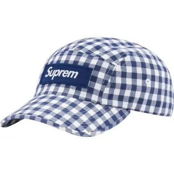 Supreme Box Logo Blue Gingham Cap