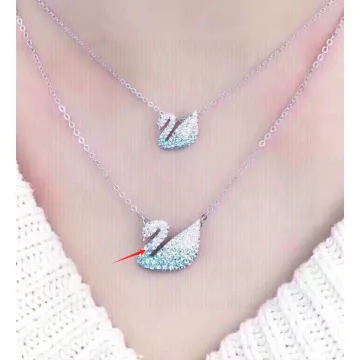 Swarovski Dazzling Swans Aqua Crystal Necklace Set