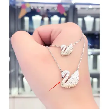 Swarovski Dazzling Swans Silver Crystal Necklace