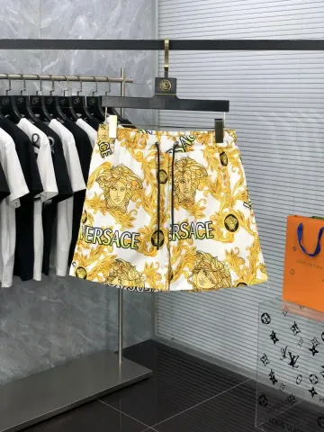 Versace Baroque Medusa Print White Shorts